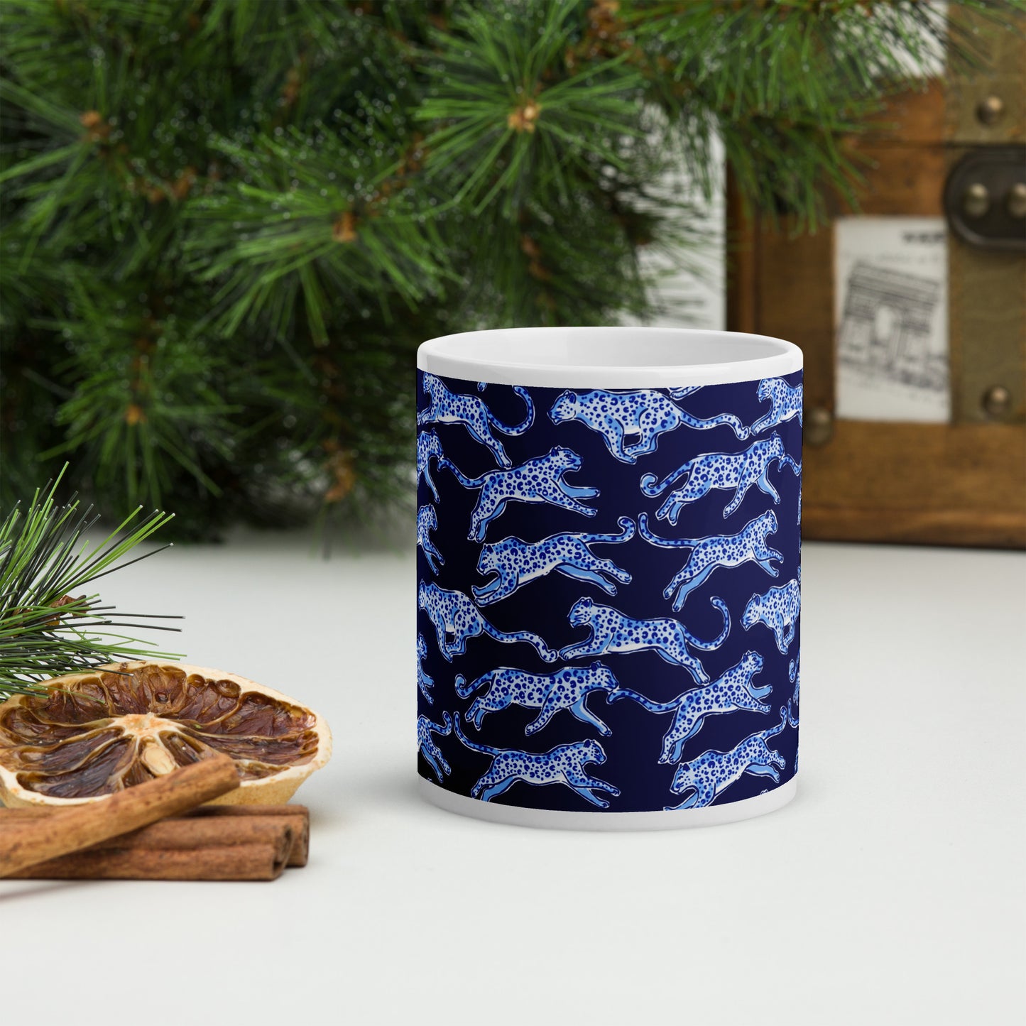 Blue Leopard glossy mug