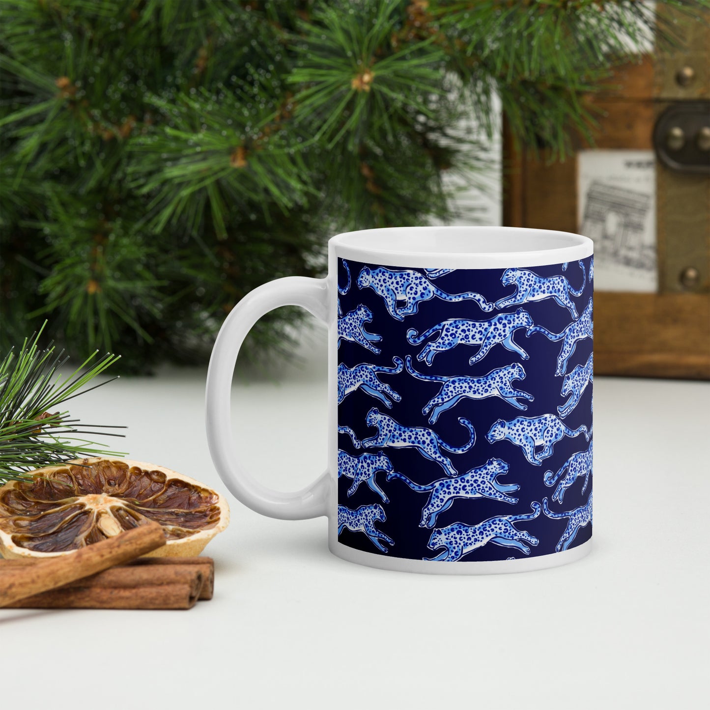 Blue Leopard glossy mug