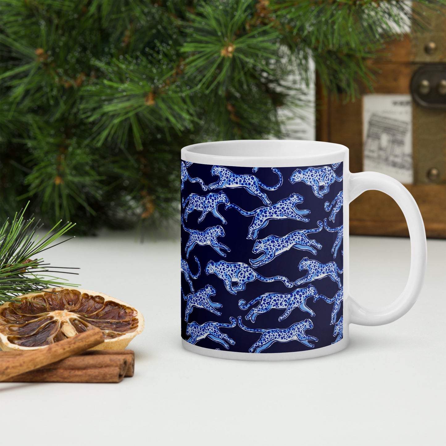 Blue Leopard glossy mug