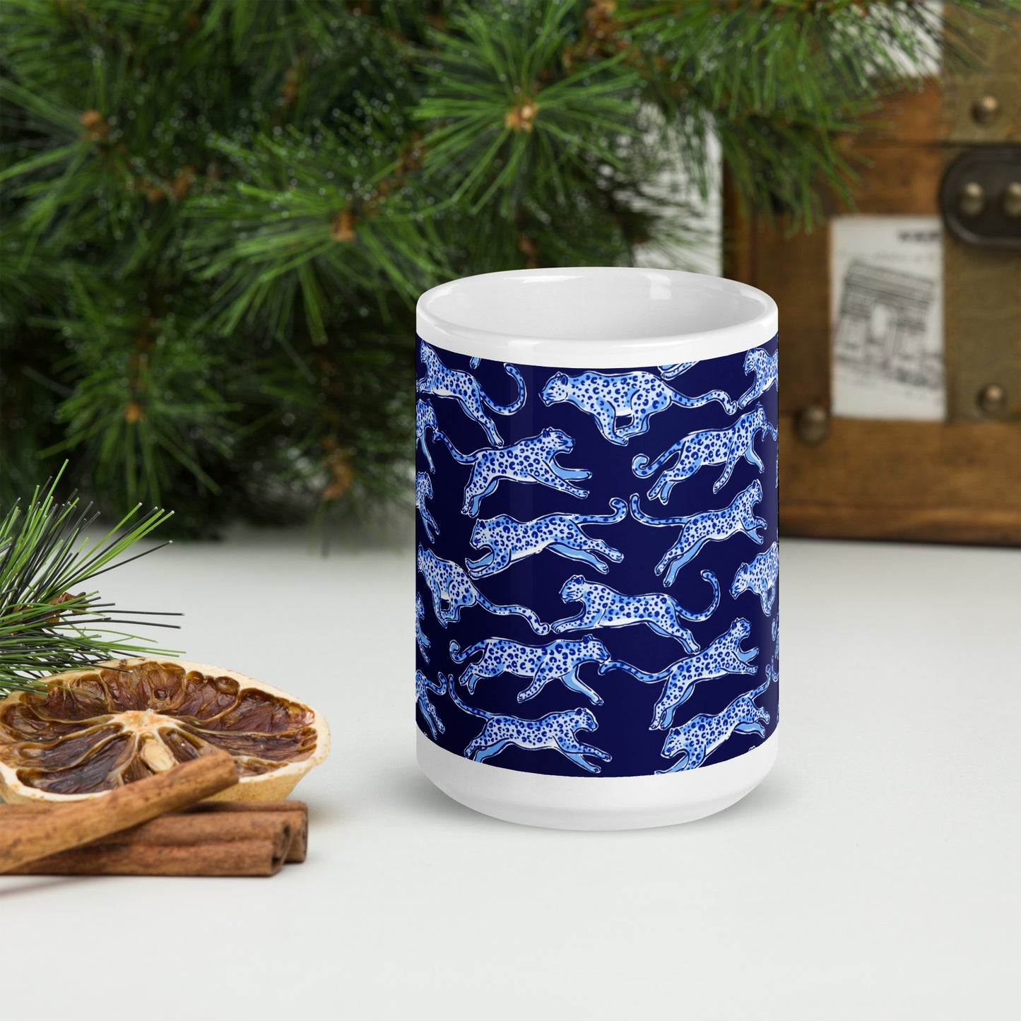 Blue Leopard glossy mug