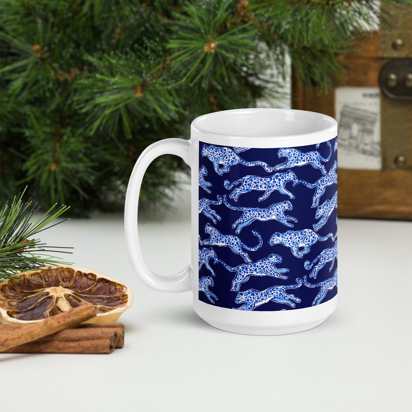 Blue Leopard glossy mug