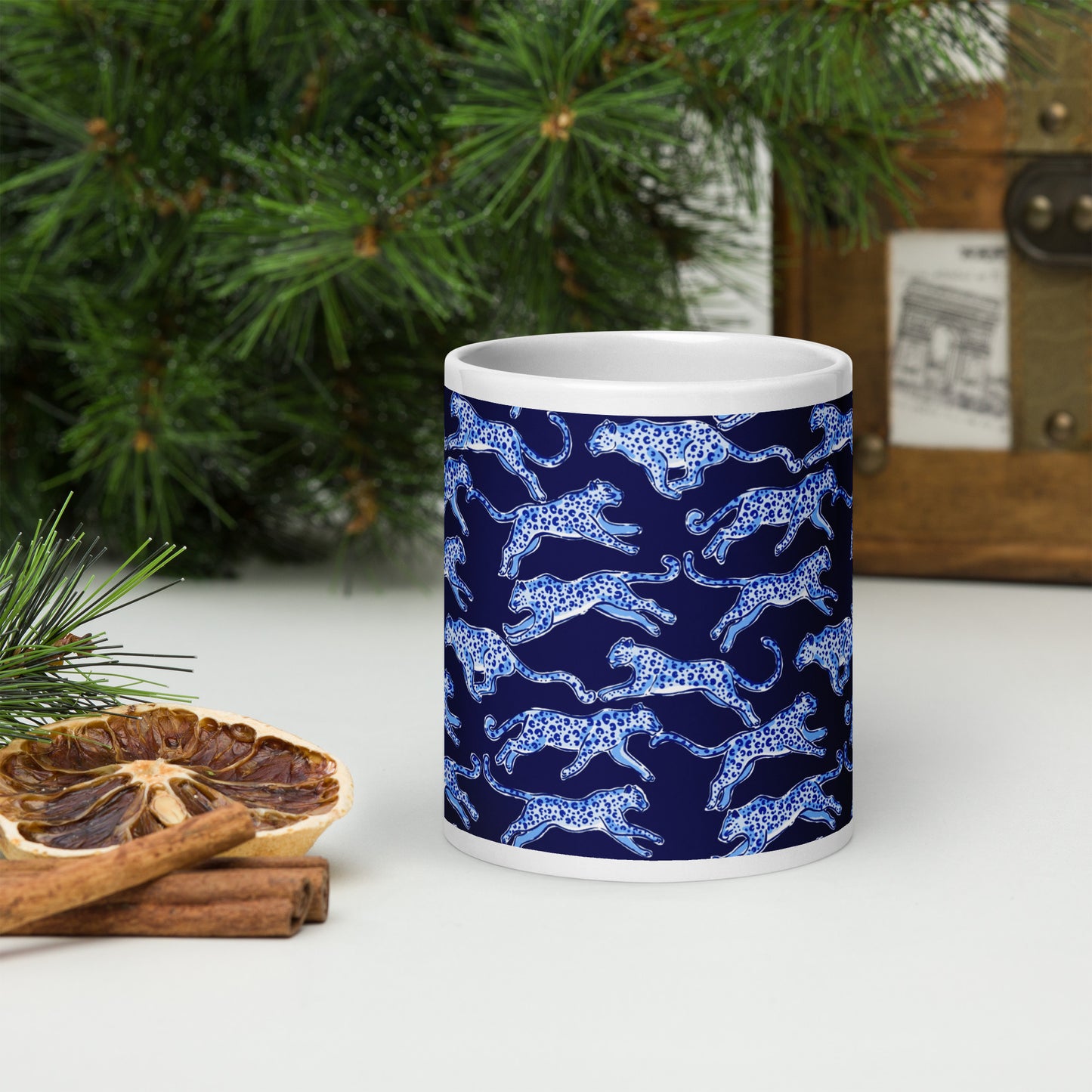 Blue Leopard glossy mug