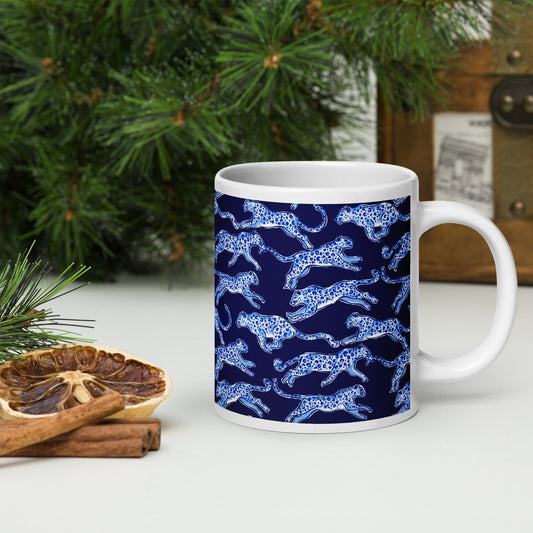 Blue Leopard glossy mug