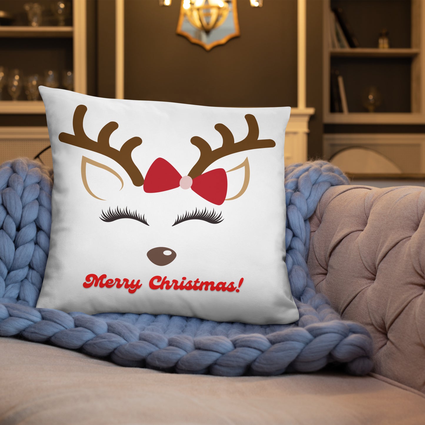Merry Christmas Reindeer Pillow #1