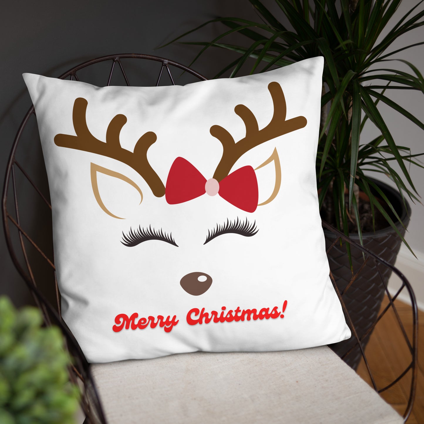 Merry Christmas Reindeer Pillow #1