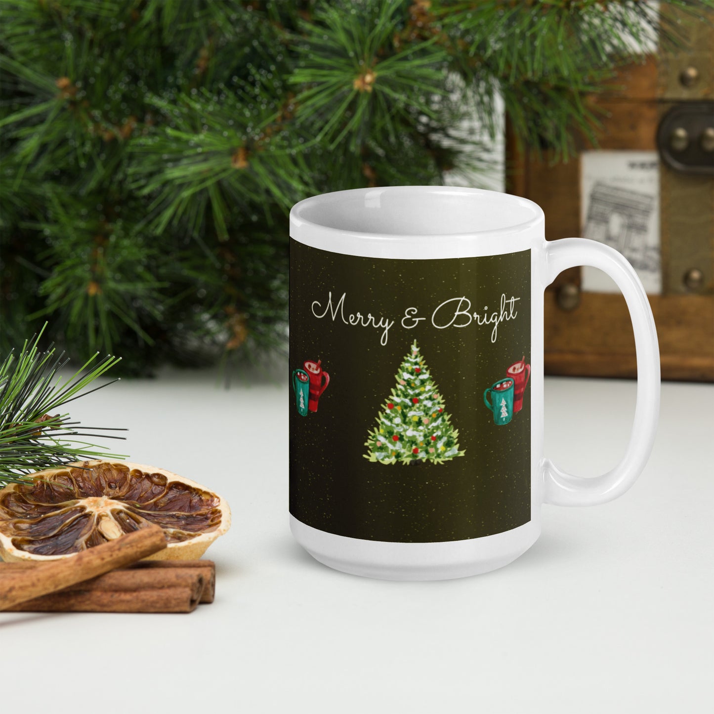 Merry & Bright glossy mug