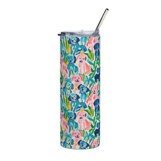 Pink and Blue Puppers steel tumbler