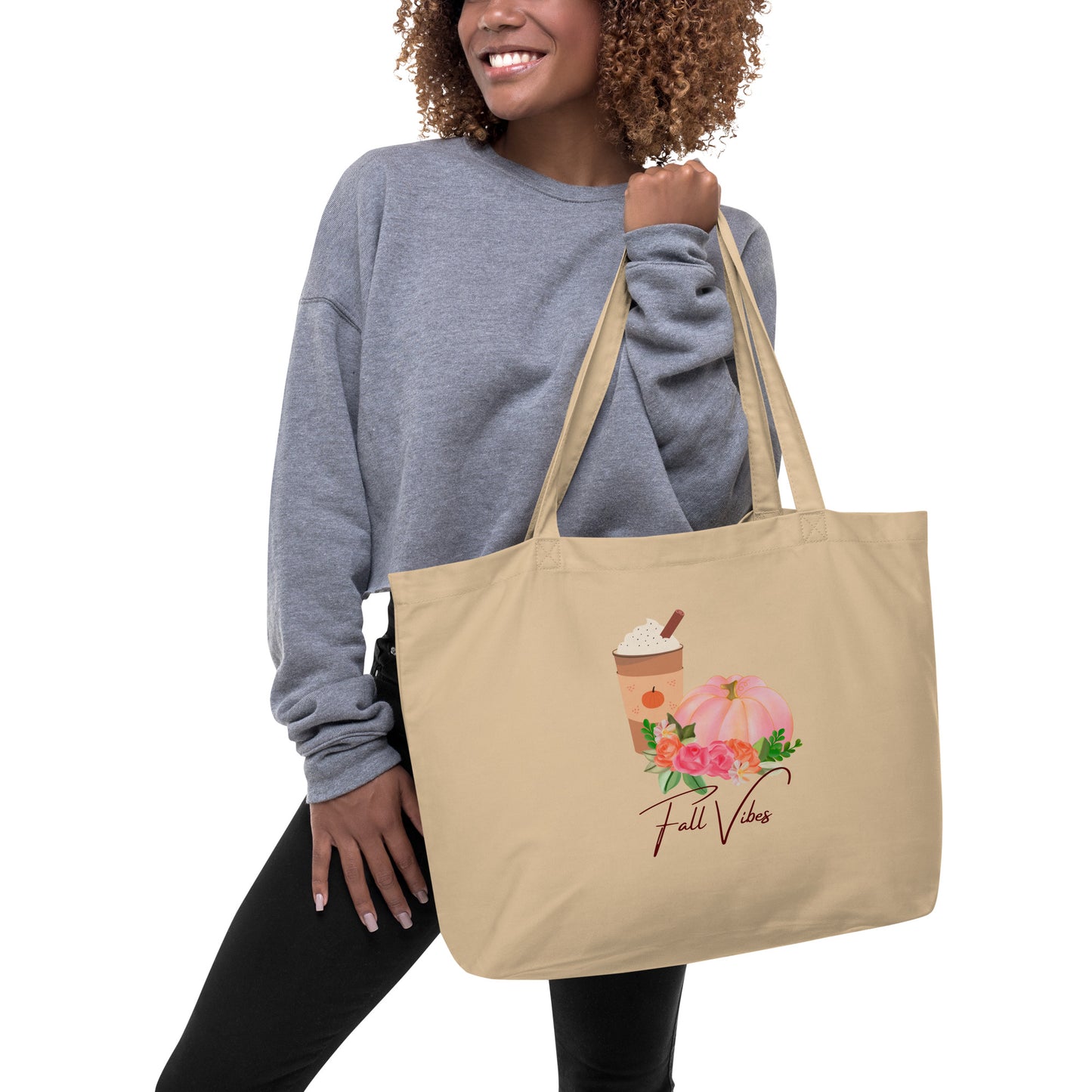 Large Fall Vibes organic tote bag