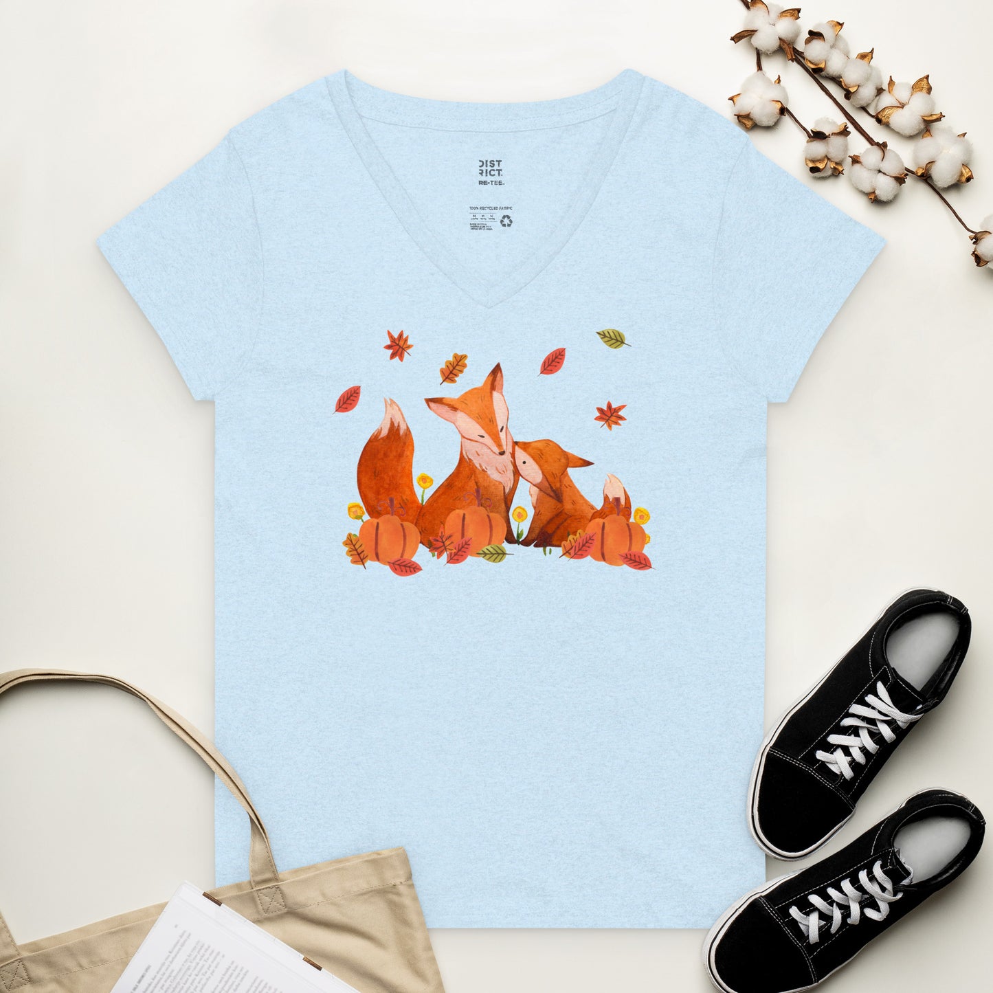 Sweet Foxes recycled v-neck t-shirt
